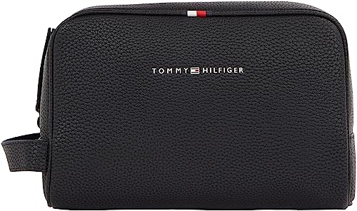 Tommy Hilfiger Beauty Case Uomo Essential PU Washbag Pelle Sintetica, Nero (Black), Taglia Unica